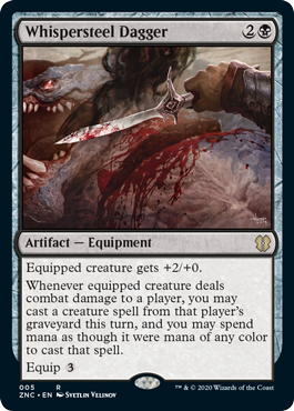 Whispersteel Dagger (Commander 2020 Zendikar Rising) Damaged / Poor