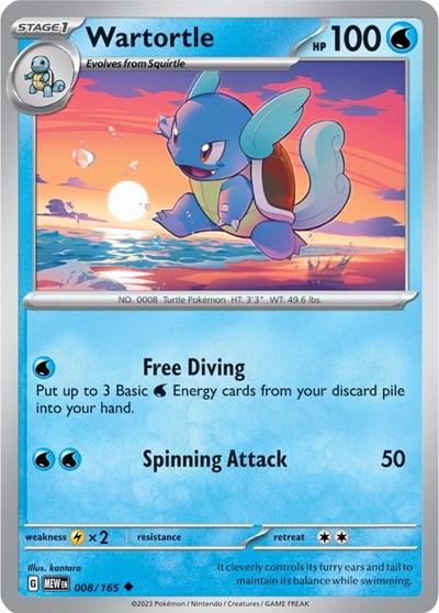 Wartortle - 008 (Scarlet and Violet: 151) Light Play Reverse Holofoil