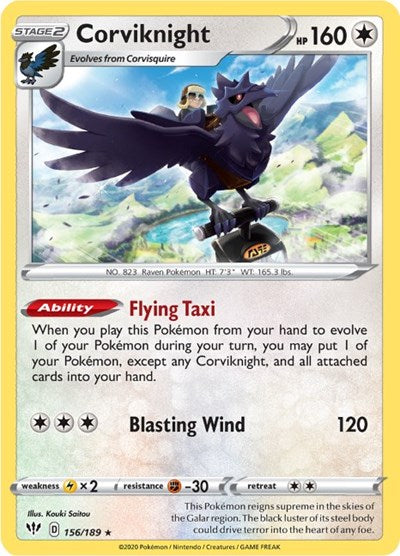 Corviknight (SWSH03: Darkness Ablaze) Light Play Holofoil