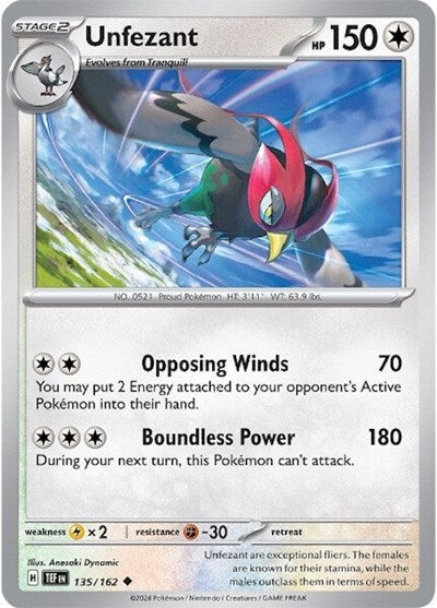 Unfezant (SV05: Temporal Forces) Light Play Reverse Holofoil