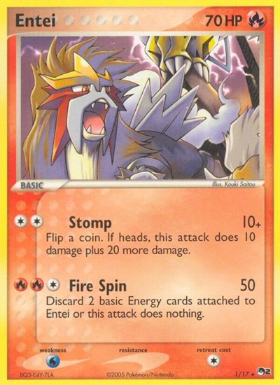 Entei (POP Series 2) Heavy Play Holofoil