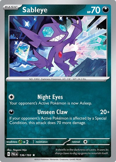 Sableye (SV02: Paldea Evolved) Light Play Reverse Holofoil