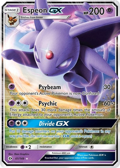 Espeon GX (SM Base Set) Heavy Play Holofoil