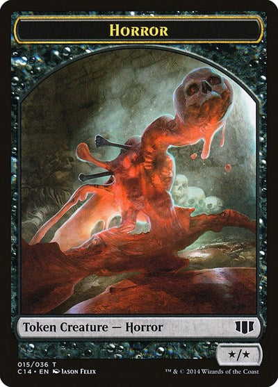 Horror / Zombie (Black) Double-sided Token (Commander 2014) Light Play