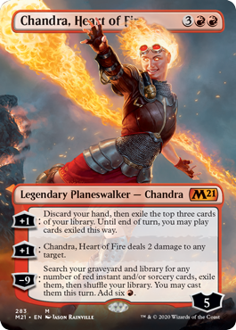 Chandra, Heart of Fire (283) (Borderless) (Magic 2021 Core Set) Light Play Foil