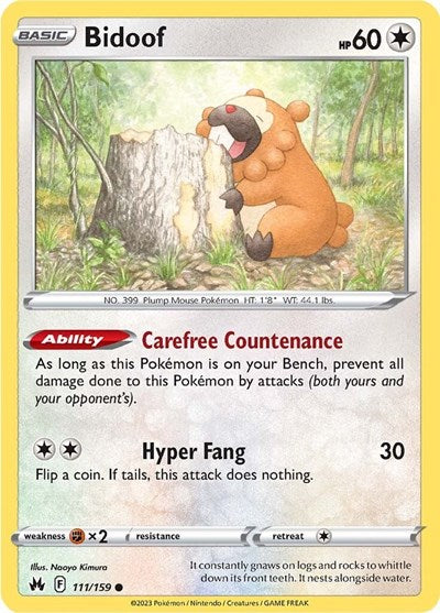 Bidoof (Crown Zenith) Near Mint Reverse Holofoil