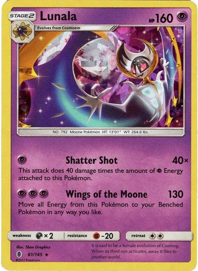 Lunala - 61/145 (Cracked Ice Holo) (Deck Exclusives) Damaged / Poor Holofoil