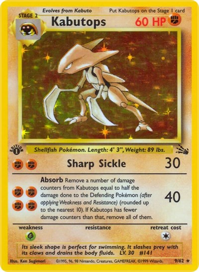 Kabutops (9) (Fossil) Medium Play Holofoil Unlimited