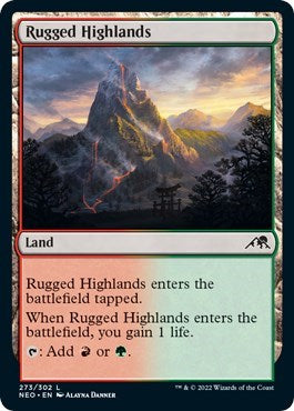 Rugged Highlands (Kamigawa: Neon Dynasty) Light Play Foil