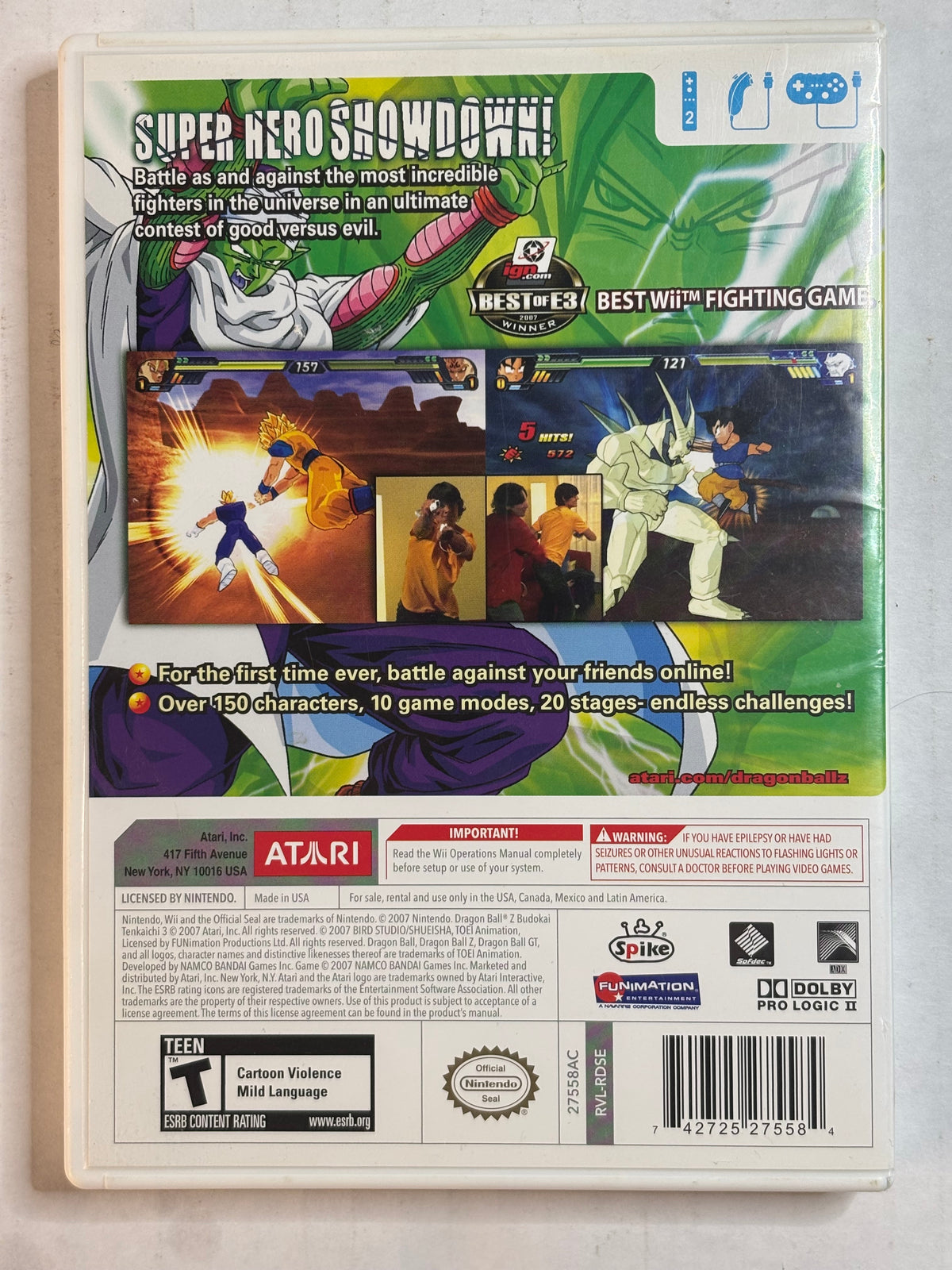 Dragon Ball Z Budokai Tenkaichi 3 (No Manual) (Nintendo Wii) (Tested and Working)