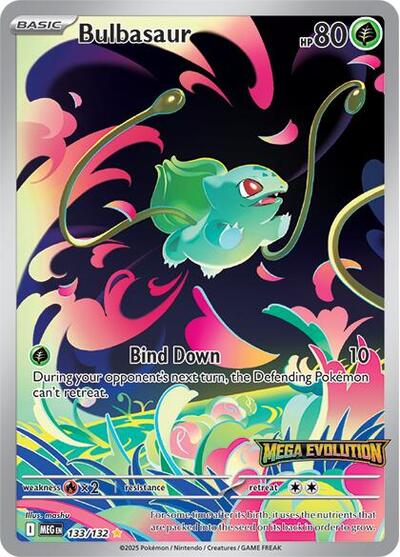 Bulbasaur - 133/132 (Mega Evolution Stamped) (Miscellaneous Cards & Products) Medium Play Holofoil