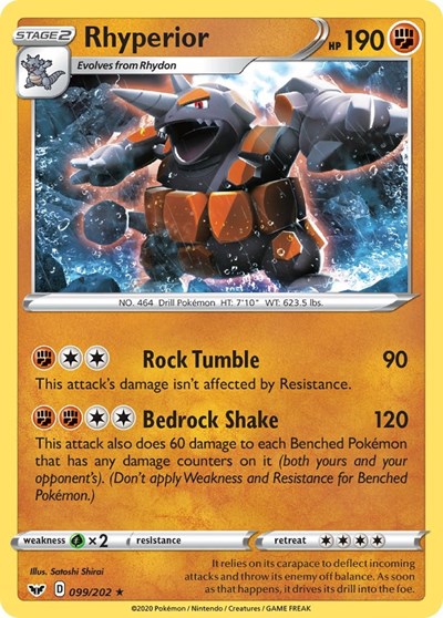 Rhyperior (SWSH01: Sword & Shield Base Set) Medium Play Holofoil