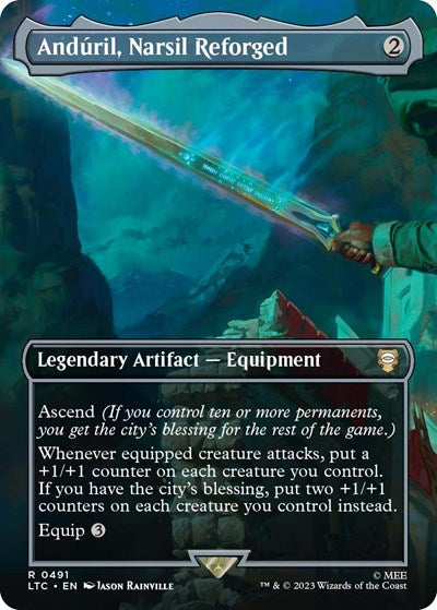 Anduril, Narsil Reforged (Borderless) (Commander: The Lord of the Rings: Tales of Middle-earth) Light Play Foil