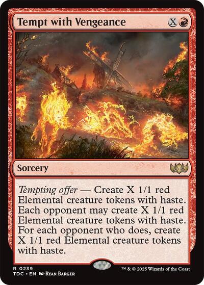 Tempt with Vengeance (Commander: Tarkir: Dragonstorm) Light Play