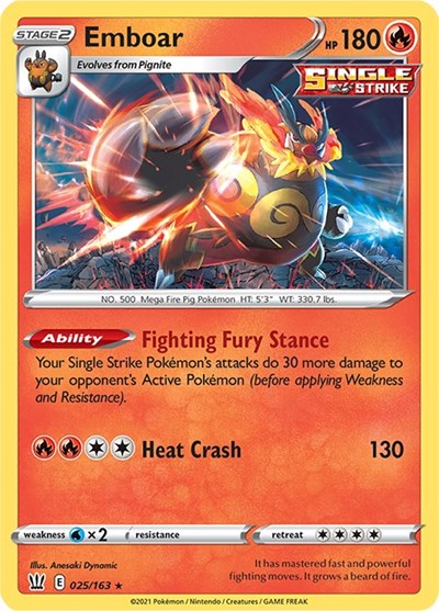 Emboar (SWSH05: Battle Styles) Light Play Holofoil