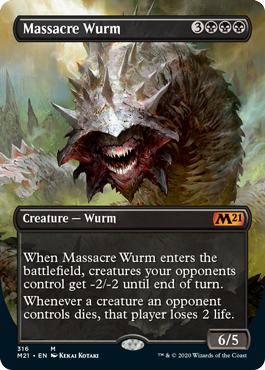 Massacre Wurm (Borderless) (Alternate Art) (Magic 2021 Core Set) Light Play Foil