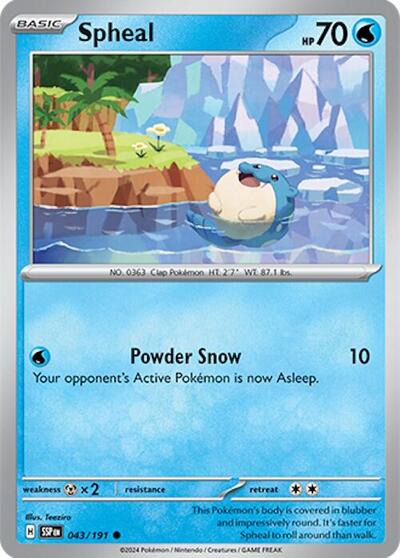 Spheal - 043 (SV08: Surging Sparks) Light Play Reverse Holofoil