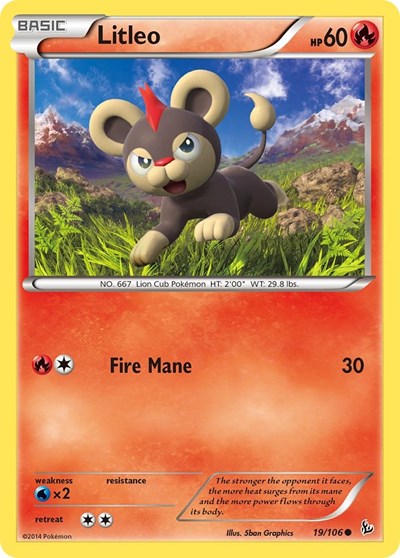 Litleo (19) (XY - Flashfire) Light Play Reverse Holofoil