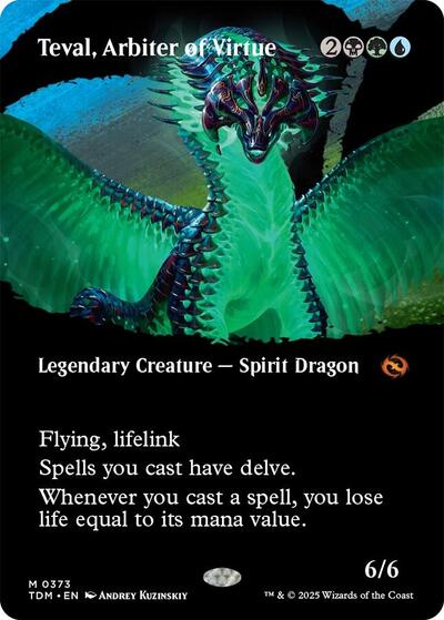 Teval, Arbiter of Virtue (Borderless) (Tarkir: Dragonstorm) Light Play