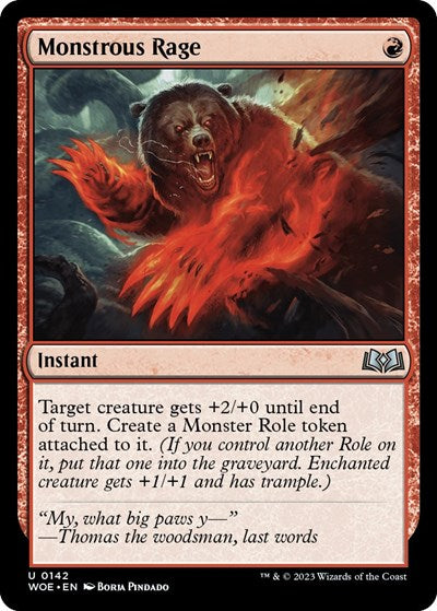 Monstrous Rage (Wilds of Eldraine) Light Play Foil