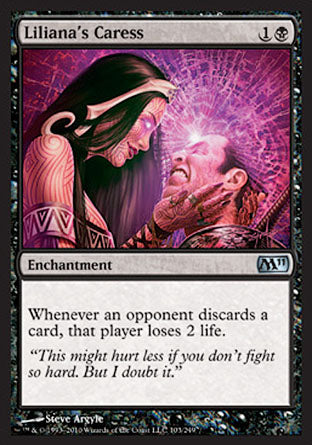 Liliana's Caress (Magic 2011 Core Set) Heavy Play Foil
