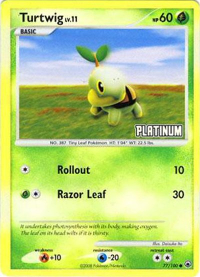 Turtwig - 77/100 (Platinum) (Burger King Promos) Light Play Reverse Holofoil