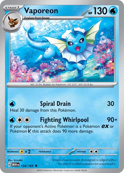 Vaporeon (Scarlet and Violet: 151) Light Play Reverse Holofoil