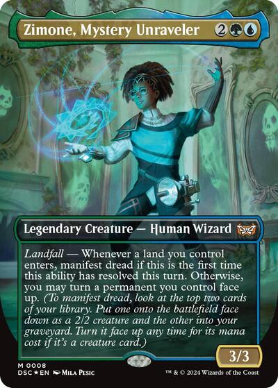 Zimone, Mystery Unraveler (Borderless) (Commander: Duskmourn: House of Horror) Light Play Foil
