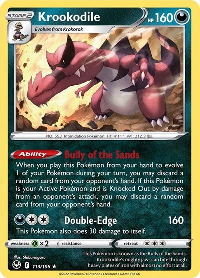 Krookodile (SWSH12: Silver Tempest) Light Play Holofoil