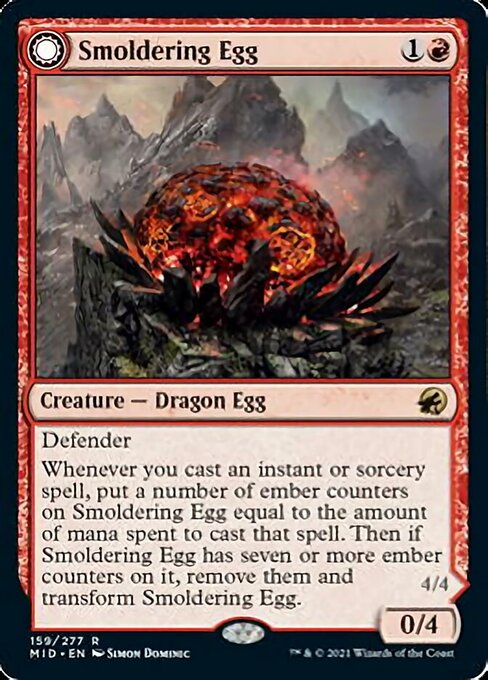 Smoldering Egg / Ashmouth Dragon (Innistrad: Midnight Hunt) Light Play