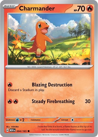 Charmander - 004 (Scarlet and Violet: 151) Medium Play