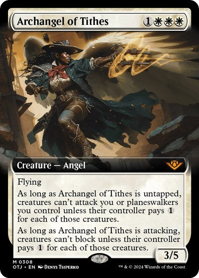 Archangel of Tithes (Extended Art) (Outlaws of Thunder Junction) Light Play Foil