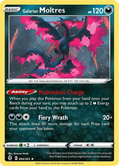 Galarian Moltres (SWSH07: Evolving Skies) Light Play Holofoil