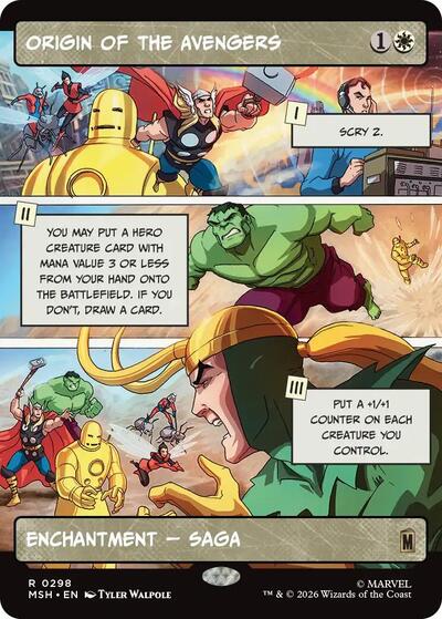 Origin of the Avengers (Borderless) (Marvel Super Heroes) Light Play Foil