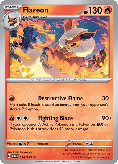 Flareon (Scarlet and Violet: 151) Light Play Reverse Holofoil