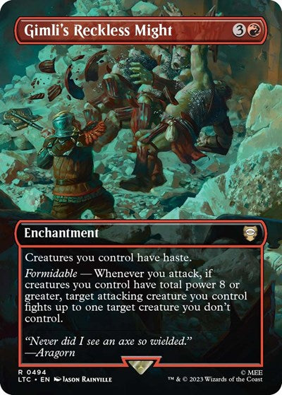 Gimli's Reckless Might (Borderless) (Commander: The Lord of the Rings: Tales of Middle-earth) Light Play