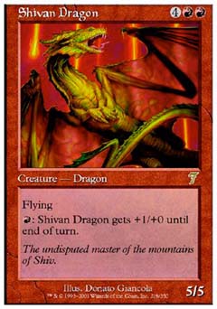 Shivan Dragon (7th Edition) Light Play
