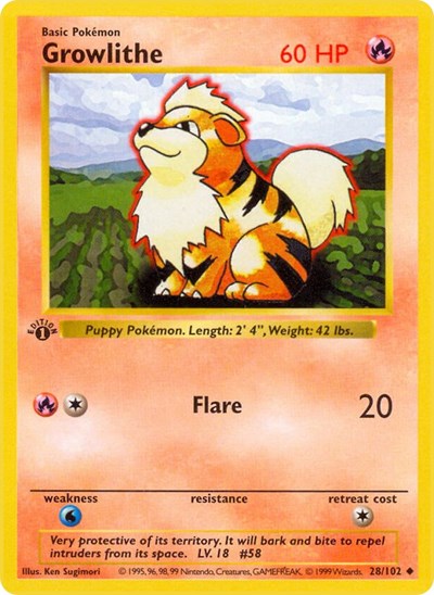 Growlithe (Base Set (Shadowless)) Damaged / Poor Unlimited