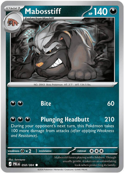 Mabosstiff (ME05: Pitch Black) Light Play Reverse Holofoil