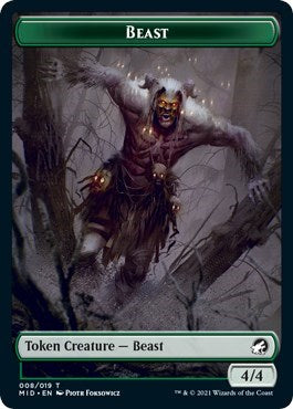 Beast (008) Token (Innistrad: Midnight Hunt) Light Play