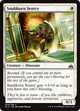 Snubhorn Sentry (Rivals of Ixalan) Light Play Foil
