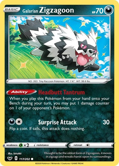 Galarian Zigzagoon (SWSH01: Sword & Shield Base Set) Light Play