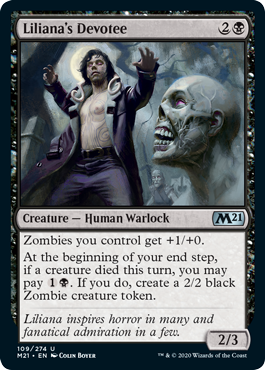 Liliana's Devotee (Magic 2021 Core Set) Light Play Foil