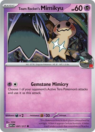 Team Rocket's Mimikyu - 097 (ME: Ascended Heroes) Light Play