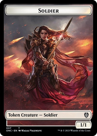 Soldier (007) / Angel (002) Double-sided Token (Commander: Phyrexia: All Will Be One) Light Play
