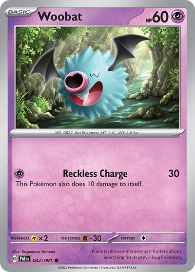 Woobat (SV: Paldean Fates) Light Play Reverse Holofoil