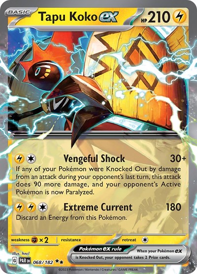Tapu Koko ex - 068 (Scarlet and Violet: Paradox Rift) Light Play Holofoil