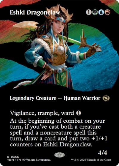 Eshki Dragonclaw (Borderless) (Tarkir: Dragonstorm) Light Play Foil
