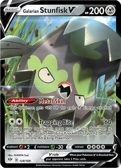 Galarian Stunfisk V (SWSH03: Darkness Ablaze) Light Play Holofoil