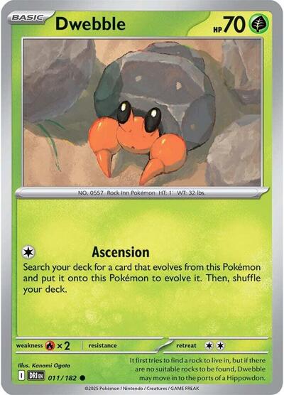 Dwebble (SV10: Destined Rivals) Light Play Reverse Holofoil